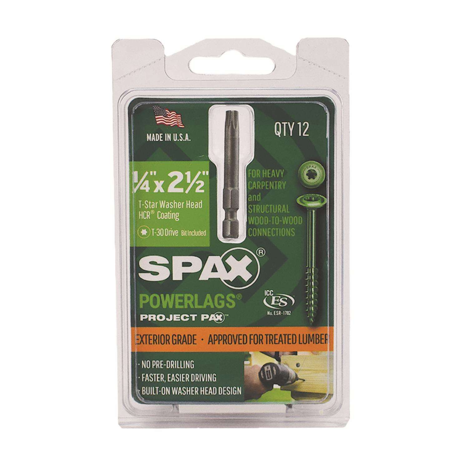 SPAX PowerLag 1/4 in. in. X 21/2 in. L T30 Washer Head Serrated