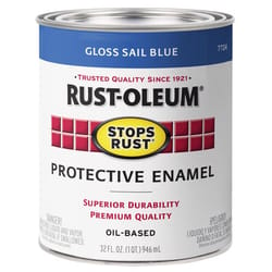 Rust-Oleum Stops Rust Indoor and Outdoor Gloss Sail Blue Oil-Based Protective Paint 1 qt