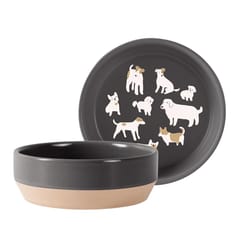 Pet Shop by Fringe Studio Charcoal Doggos Ceramic Medium Pet Bowl