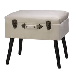 Glitzhome Black/White Cushioned Contemporary Ottoman