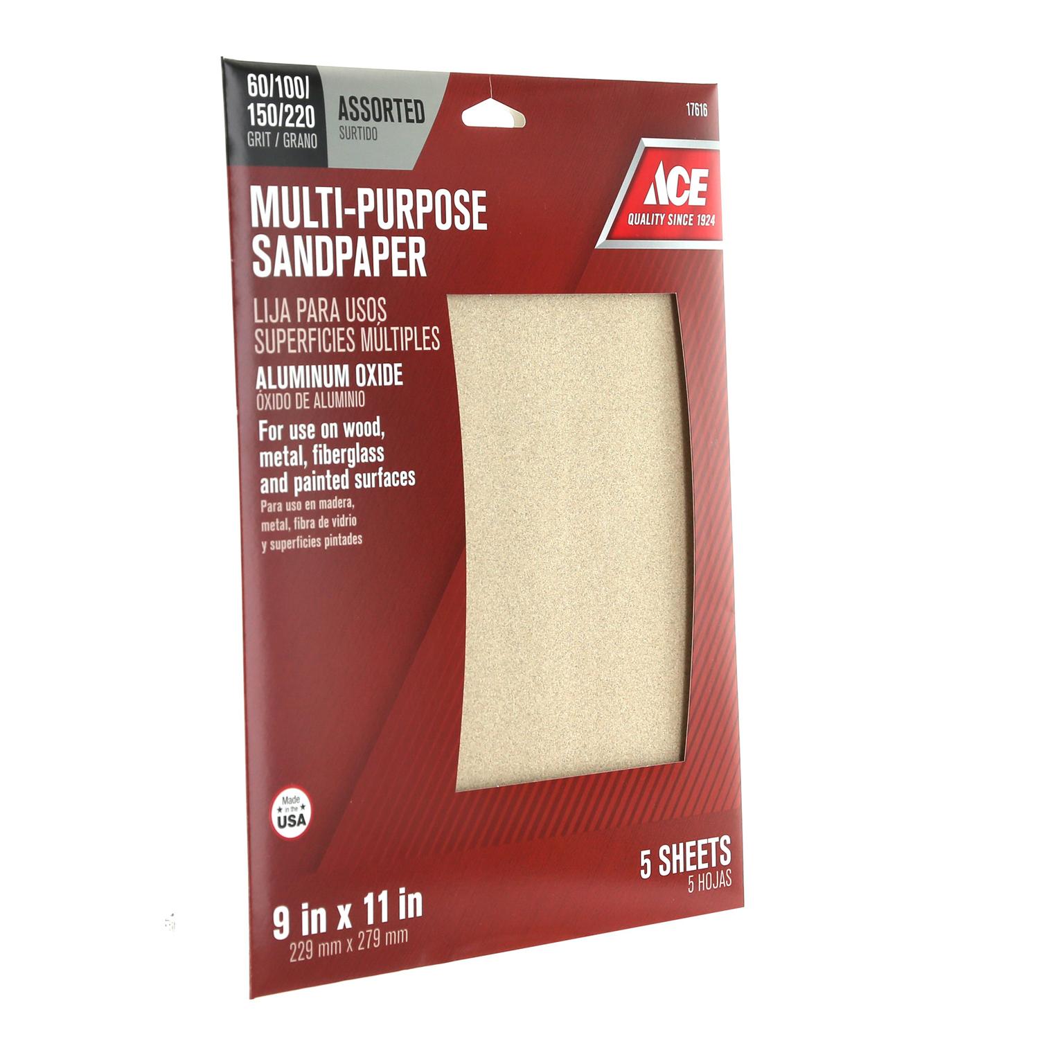 Black+Decker Mouse 5-1/4 in. L X 3-3/4 in. W 80/120/220 Grit Aluminum Oxide  Sandpaper 5 pk - Ace Hardware