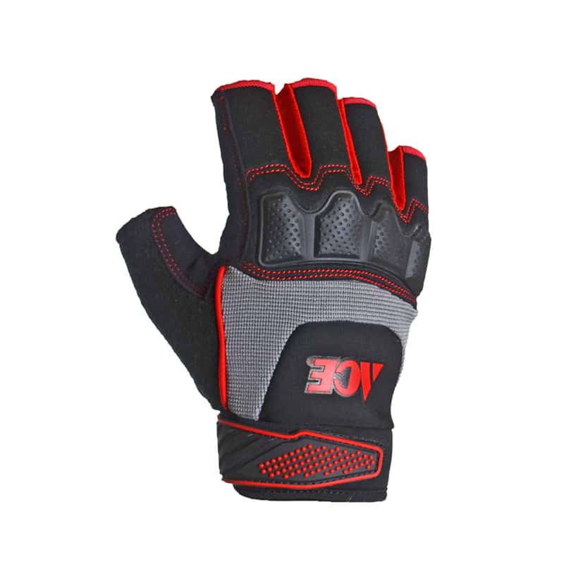 Ace Men's Indoor/Outdoor Synthetic Leather Fingerless Work Gloves Black