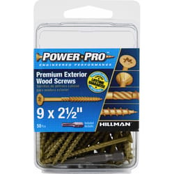 Hillman Power Pro No. 9 X 2-1/2 in. L Star Flat Head Exterior Deck Screws 50 pk