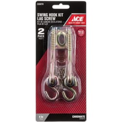 Ace Small Chrome Silver Steel 4 in. L Swing Hook Kit 225 lb 2 pk