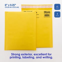Bazic Products 9.25 in. W X 6 in. L No. 0 Brown Padded Envelope 4 pk