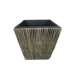 Infinity 18 in. H X 18 in. W X 18 in. D Plastic Wicker Planter Gray