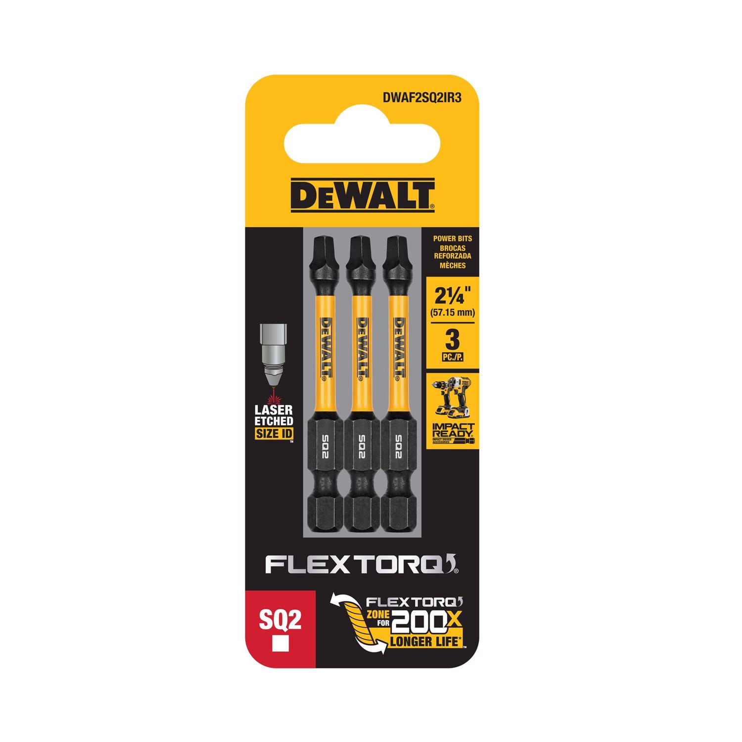 DeWalt FlexTorq Square #2 X 2.25 in. L Drill and Driver Bit Set Steel 3 pc