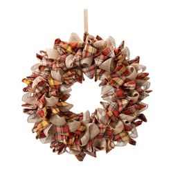 Glitzhome 18.5 in. Plaid Wreath Fall Decor