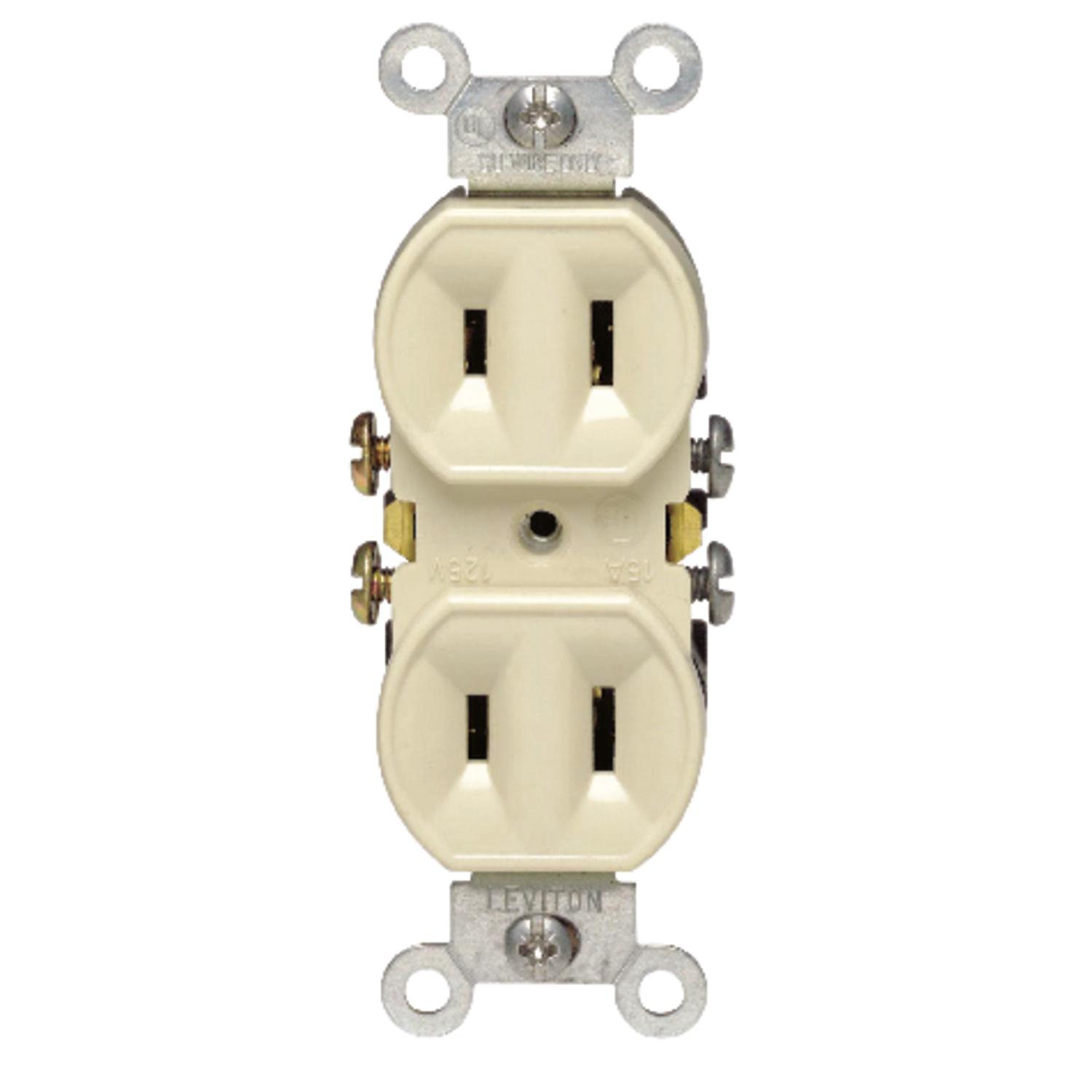 Leviton 15 amps 125 V Duplex Ivory Outlet 1-15R 1 pk - 00223-00I - Electrical Switches  sku 00223-00I