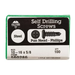 Hillman No. 10-16 X 5/8 in. L Phillips Pan Head Sheet Metal Screws 100 1 pk