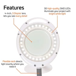 Newhouse Lighting 6.25 in. White Magnifier Clamp Lamp