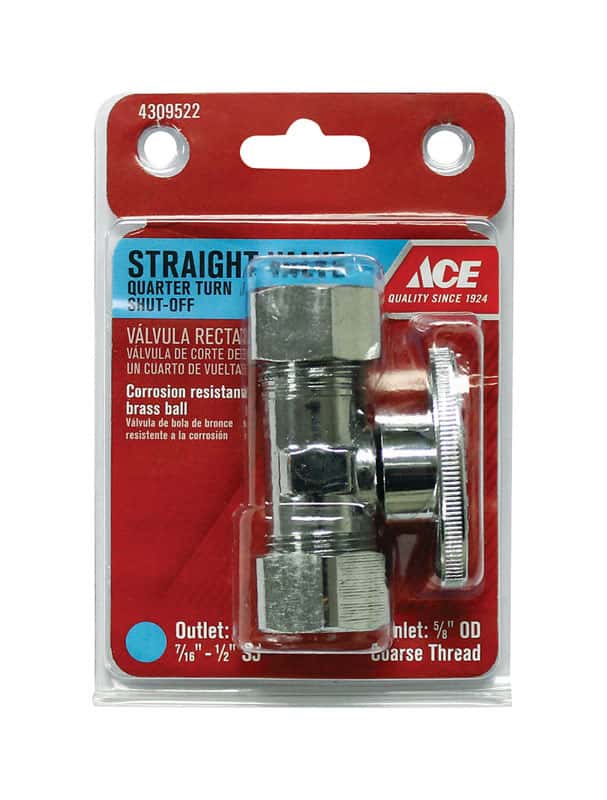 Ace 5/8 in. FPT x 1/2 in. Brass ShutOff Valve Ace Hardware