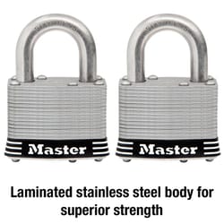 Master Lock 5SST Stainless Steel 2 in. W Stainless Steel 4-Pin Tumbler Padlock Keyed Alike