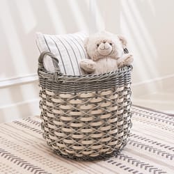 Sol Home Zita 18 in. L X 18 in. W X 20 in. H Gray/White Woven Basket