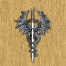 Dragon Crest 12 in. H X 9.5 in. L Gothic Dragon Dagger Poly Resin Decorative Wall Hanging