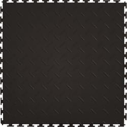 Perfection Floor Tile 20.5 in. W X 20.5 in. L Diamond Plate Black Vinyl Floor Tile 23.2 sq ft