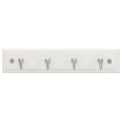 Hickory Hardware 8 in. L Satin Nickel White Wood Hook Rack 1 pk