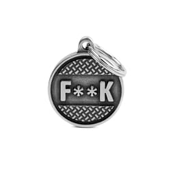 MyFamily Bronx Gray Circle F**K Aluminum Dog Pet Tags Medium