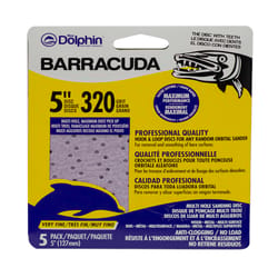 Blue Dolphin Barracuda 5 in. Aluminum Oxide Hook and Loop Sanding Disc 320 Grit Very Fine 5 pk
