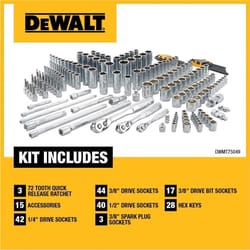 DeWalt 1/4 & 3/8 & 1/2 in. drive Metric/SAE Mechanic's Tool Set 192 pc