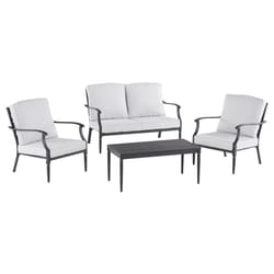 Living Accents Kinsley Black Steel Frame Contemporary Loveseat Set White