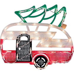 IG Design Multicolored Lighted Camper Silhouette Indoor Christmas Decor 17 in.