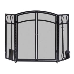 Panacea Open Hearth Black Matte Steel Fireplace Screen