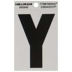 Hillman 3 in. Reflective Black Vinyl Self-Adhesive Letter Y 1 pc
