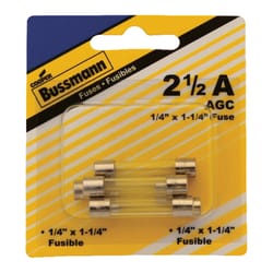 Bussmann 2-1/2 amps Fast Acting Glass Fuse 5 pk