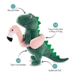 Pet Shop by Fringe Studio Green/Pink Plush Pool Time Rex Dog Toy 1 pk