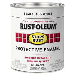 Rust-Oleum Stops Rust Indoor and Outdoor Semi-Gloss White Rust Prevention Paint 1 qt