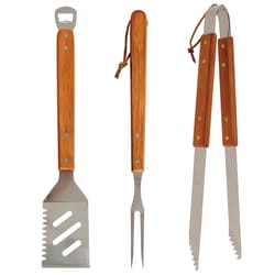 Mr. Bar-B-Q Stainless Steel Brown/Silver Grill Tool Set 3 pc