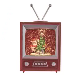 Kurt S. Adler Rudolph and Santa TV Water Globe Table Decor 8.5 in.