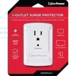 CyberPower Essential 0 ft. L 1 outlets Wall Tap White 900 J