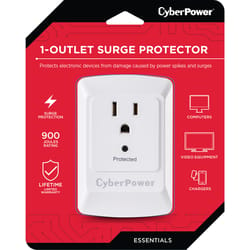 CyberPower Essential 0 ft. L 1 outlets Wall Tap White 900 J