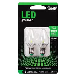 Feit C7 E12 (Candelabra) LED Bulb Green 0.1 Watt Equivalence 2 pk