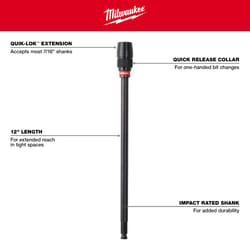 Milwaukee Quik-Lok 12 in. Alloy Steel Drill Bit Extension 2/5 in. Hex Shank 1 pc