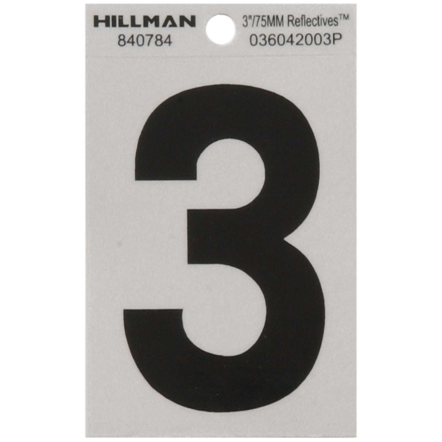 Hillman 3 in. Reflective Black Mylar SelfAdhesive Number 3 1 pc. Ace