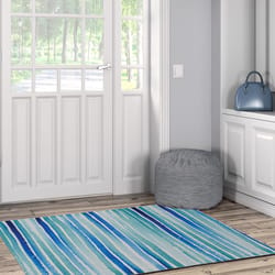 Linon Home Decor Rutgers 3 ft. W X 5 ft. L Blue/Cream Watercolor Brushstroke Polyester Accent Rug