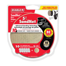 Diablo SandNet 5 in. Ceramic Blend Hook and Lock Sanding Disc 80 Grit Coarse 10 pk