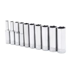 Crescent 1/4 in. X 1/4 in. drive Metric 6 Point Deep Well Socket Set 10 pc