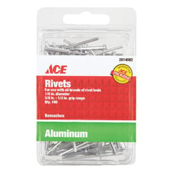 Ace 1/8 in. D X 1/2 in. Aluminum Rivets Silver 100 pk