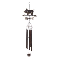 Zingz Black Iron 45 in. Weathervane Pig Wind Chime