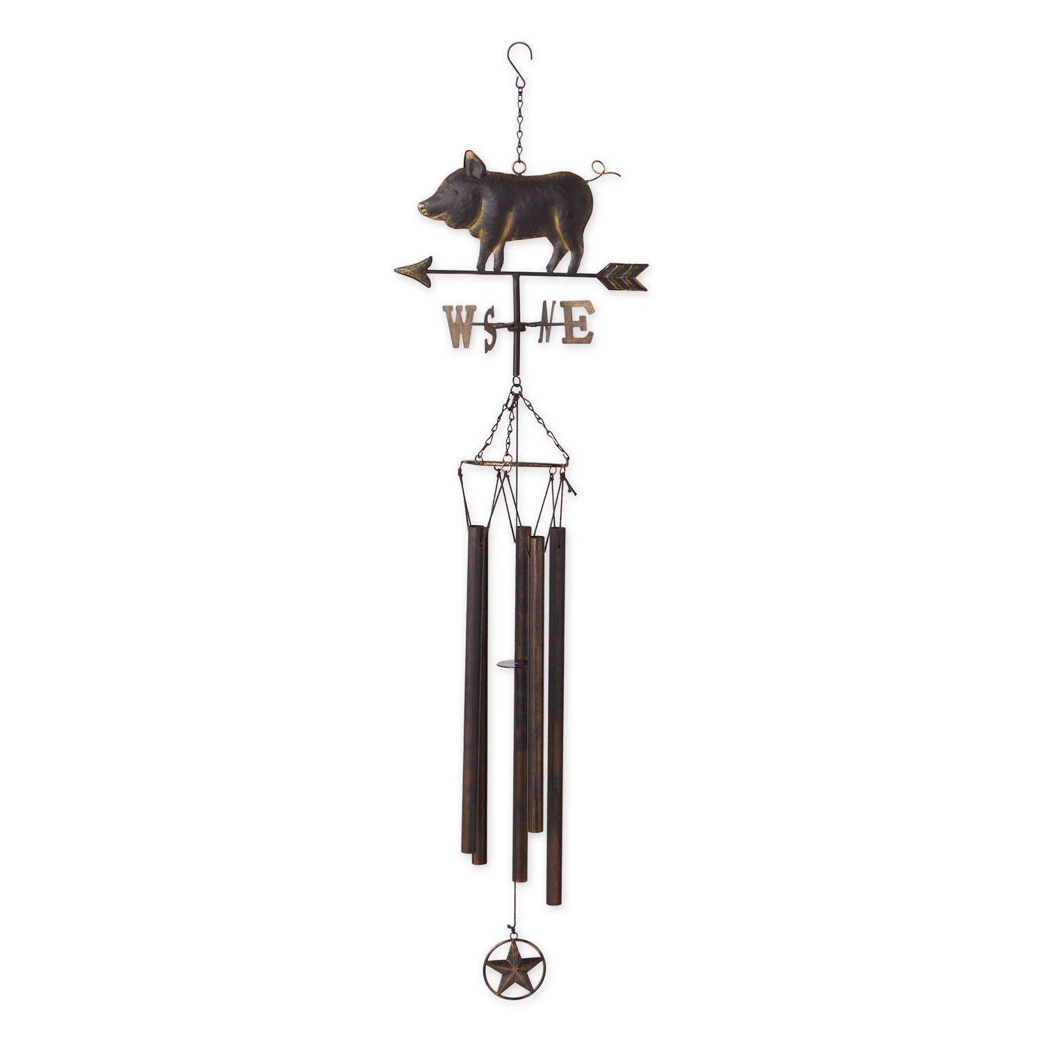 Zingz Black Iron 45 in. Weathervane Pig Wind Chime - Ace Hardware