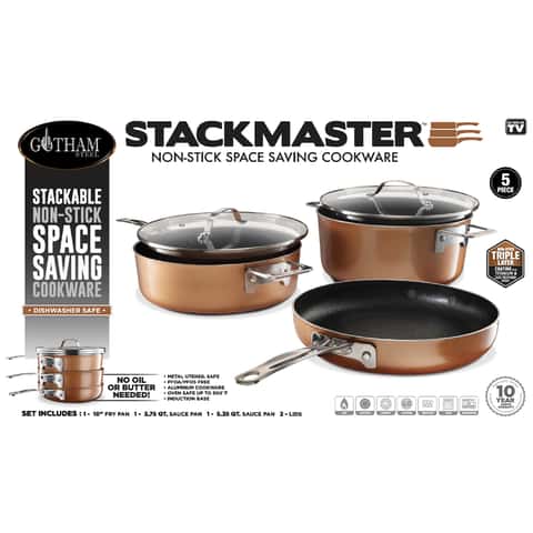 Gotham Steel Stackmaster 17 PC Nonstick Space Saving Pots & Pans