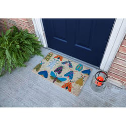 Entryways 17 in. W X 28 in. L Multicolored Moths Coir Door Mat