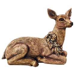 Alpine LED Brown Small Holiday Doe Deer Statuary Table Decor 10 in.