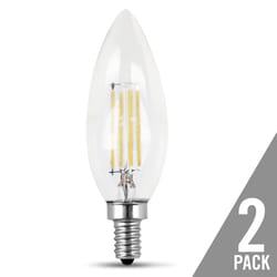 Feit B10 E12 (Candelabra) LED Bulb Soft White 40 Watt Equivalence 2 pk