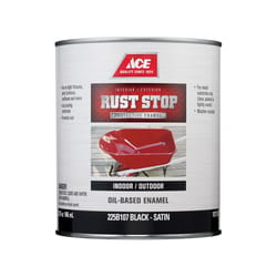 Ace Rust Stop Indoor and Outdoor Satin Black Oil-Based Enamel Rust Prevention Paint 1 qt