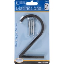 HILLMAN Distinctions 5 in. Black Steel Screw-On Number 2 1 pc